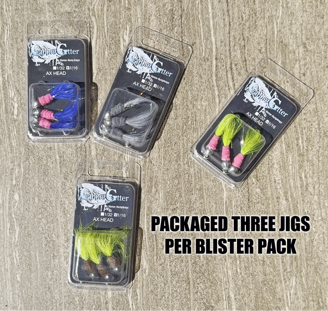 AXE HEAD "Hatchet Head" Hand Tied CRAPPIE JIG 1/16-oz, 3-pk, Blue Rooster image 2